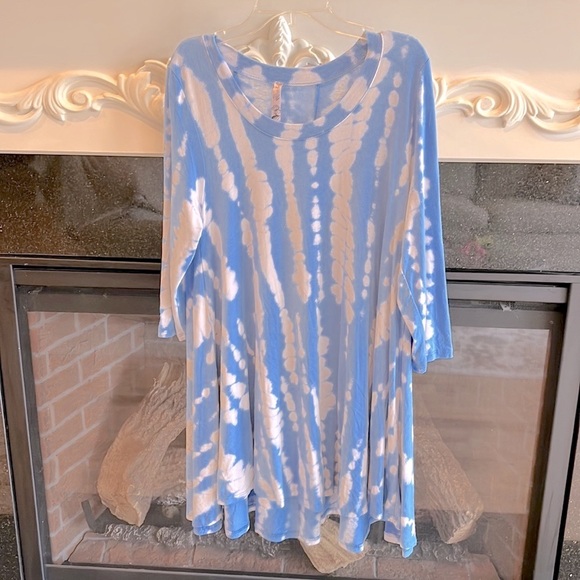 Tie Dye Tunic Dress High Low Flowy Sky Blue Womens Small - Picture 4 of 15